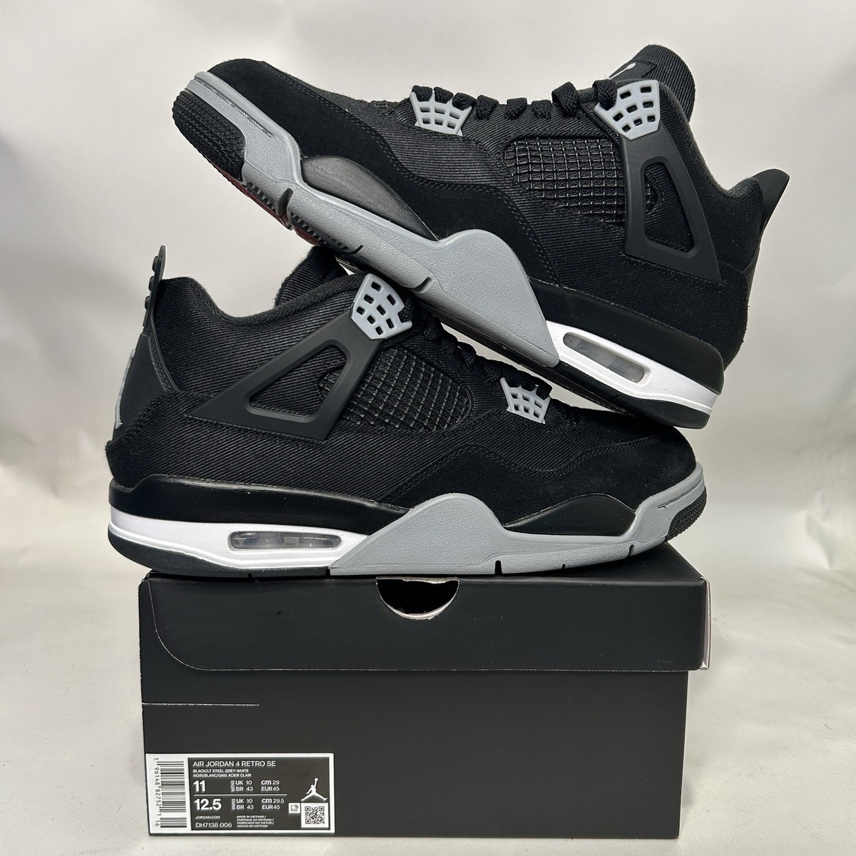 Nike Air Jordan 4 Retro SE “Black Canvas” 2022 DH7138-006 Men's 11