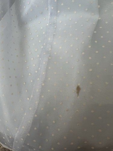 Vintage Victorian Gunne Sax Maxi Dress Sz 13 Prairie blue polka dot lace Stained - Picture 12 of 24