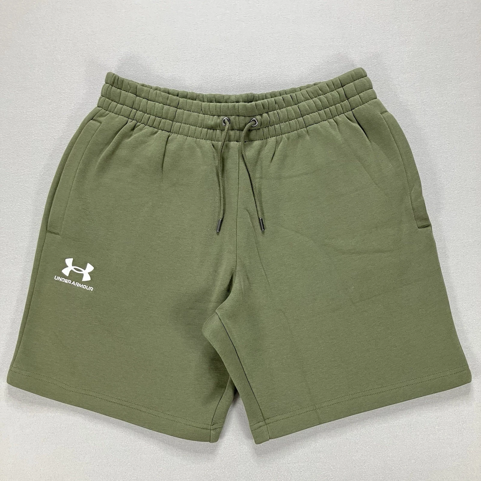 Under Armour Mens UA Icon 7.75" Loose Fit Fleece Shorts Marine OD Green Size Vry