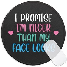 2D 1P Funny Sassy Quote Rubber Mouse Pad 20 20 0.2 Round Non-Slip Office Gamer