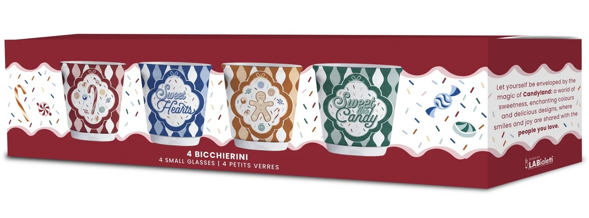 Bialetti Espressotassen Espressobecher Set 4-tlg. Porzellan Candyland NCANDY010