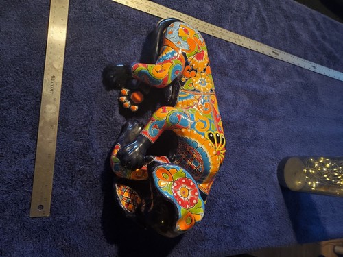 Talavera Blue Sleeping Houndog 18x9x5 Mexico Handmade,Signed Gerardo Table Piece - Picture 24 of 24