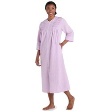 Miss Elaine Women's Seersucker Long Robe, Lilac/White Check S