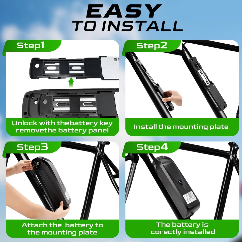 HAILONG 52V 48V 12.5Ah 15Ah 20Ah Ebike 锂电池 适用于 200W-1800W 电机 BMS — 第 2/4 张图片