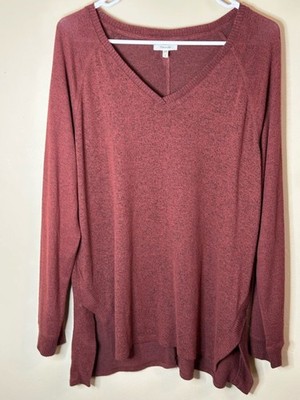 Maurices Rust Red V-Neck Lightweight Pullover Sweater