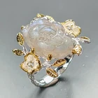 14 ct Carving Natural Labradorite Ring 925 Sterling Silver Size 8 /R471563
