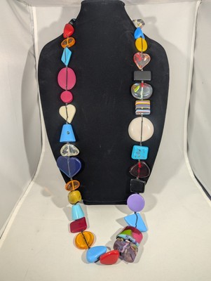 Jackie Brazil Necklace ''Indiana'' Mix Colors Multi-Bead Long Resin N0038 Large