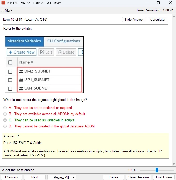 Fortinet FCP_FMG_AD 7.4 Exam - Image 3 of 4