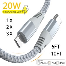 20W PD Fast Charging Cable For iPhone 14 13 12 11 Pro Max XR USB-C Charger Cord