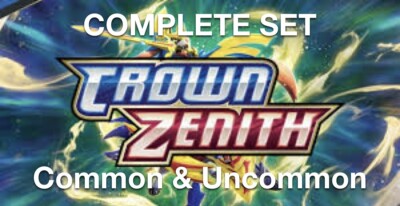 Pokemon - Crown Zenith - 71 Cards - Complete Base Set of Common & Uncommon