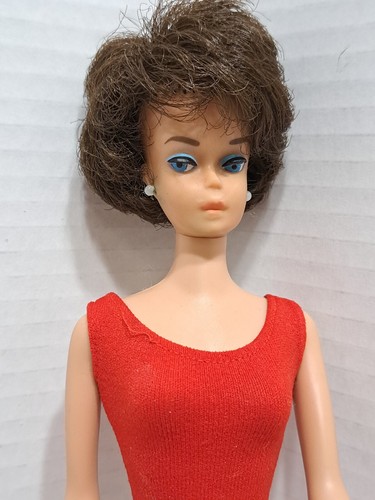 1961 Mattel Black Bubble Cut 850 Barbie Doll #8 BothEarrings Pale Lips Toe Japan - Picture 2 of 18