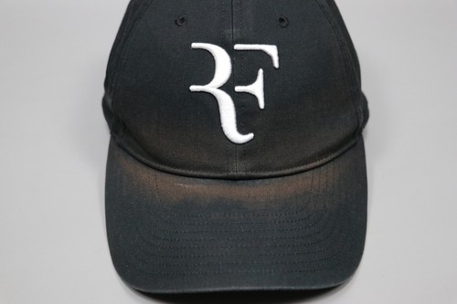 RF ROGER FEDERER 2020 UNIQLO Tennis Black Hat Used Cap White Logo One Sz - Picture 11 of 20