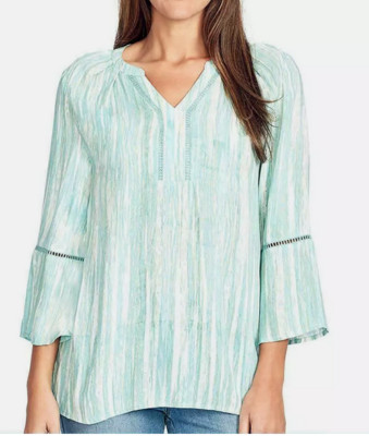 Gloria Vanderbilt Women's Nova Flutter Sleeve Blouse(FLOW AQUA MIST XS)NWT