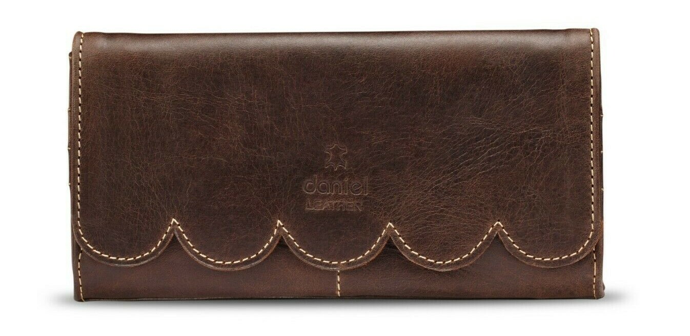 Damas Mujeres Cuero Genuino Bolso sin asas Cartera Portatarjetas Dinero en efectivo Marrón Bolso de mano