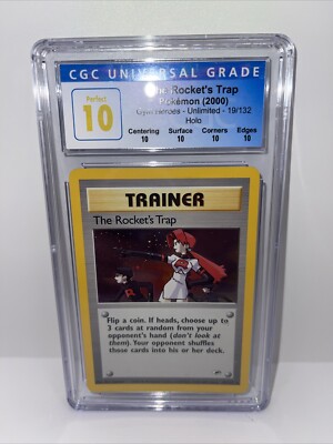 CGC PERFECT 10 The Rocket's Trap Gym Heroes 19/132 Holo Rare