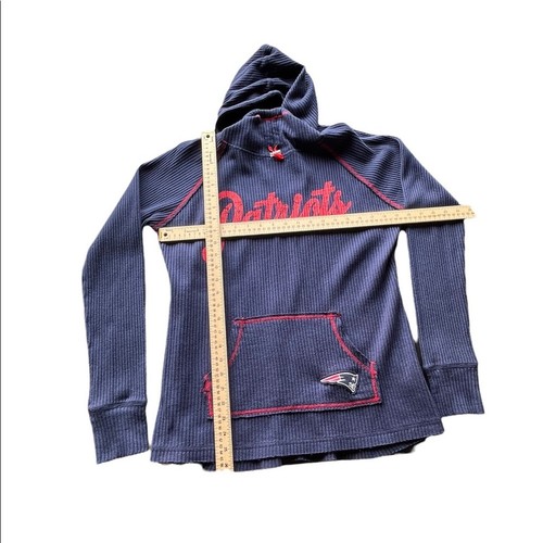 Distressed Y2K New England Patriots NFL thermal style hoodie size large - Picture 2 of 7