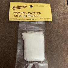 Vintage 1992 Dollspart Diamond Pattern Mesh Stockings for Dolls White New Sz 1