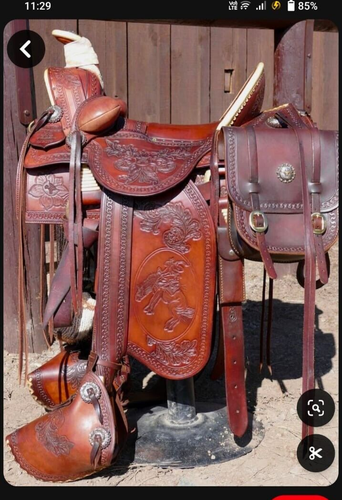 Selle Western Roper Ranch En Cuir Marron Sculptée Main - Taille 10-18, Neuve, Style Ranch