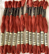 Anchor Stranded Sticktwist Mouline Cotton Floss Lot of 12 Assorted Reds #5975