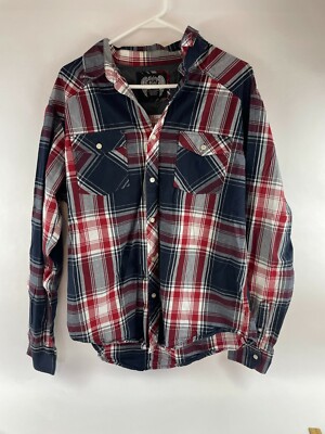 Eighty Eight Shirt Men's Size XL Black Red Plaid Two Front Pockets Button Up