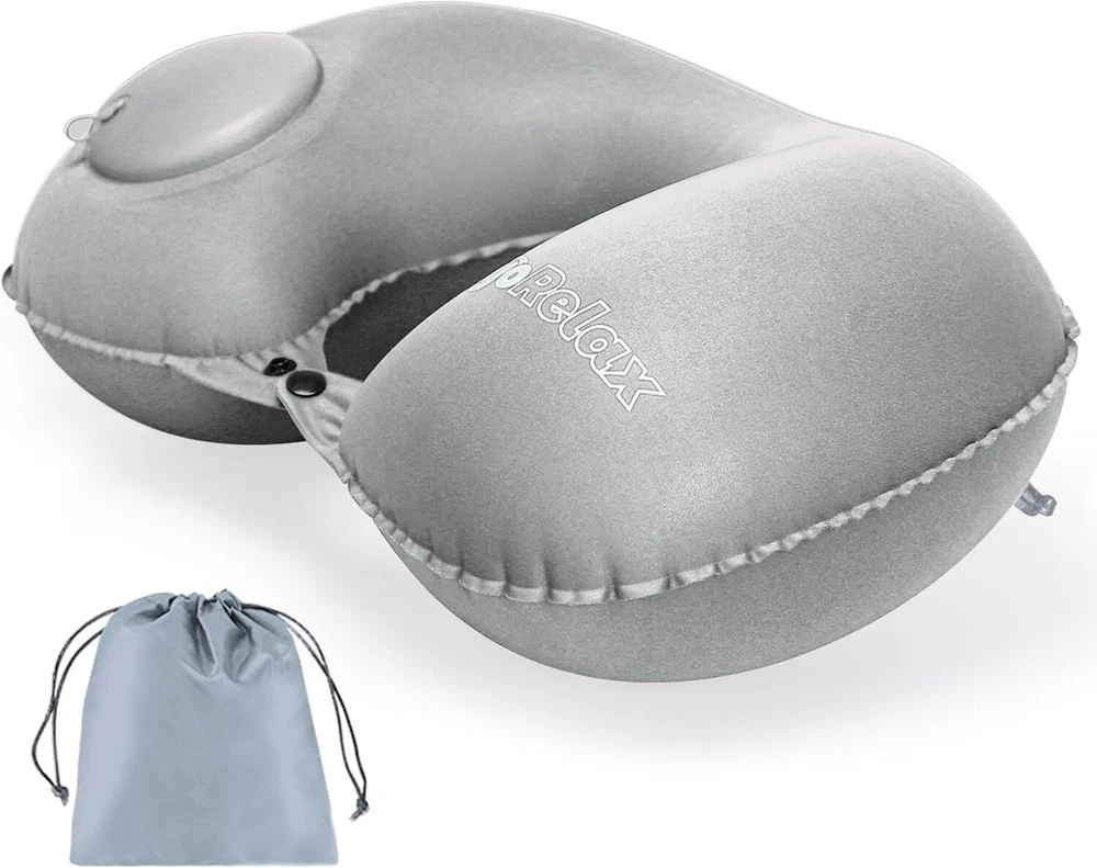Inflatable U-Shaped Neck Pillow for Travel Planes Cars Portable Blow Up Support