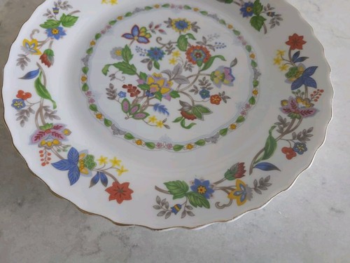 Spring Cake Pie Plate and Server & Original Box White Floral Scalloped Gold 10" - Picture 3 of 15
