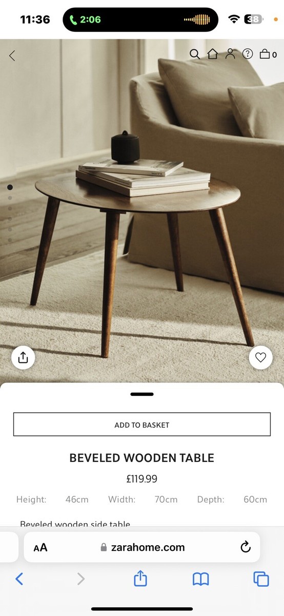 Zara Home Beveled Wooden Table | eBay