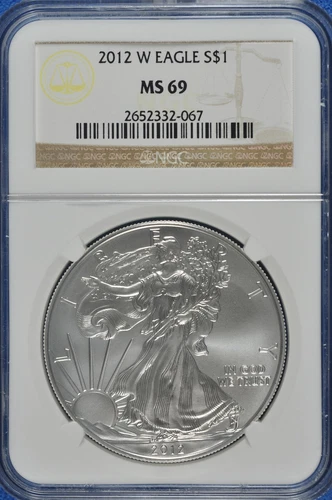 2012 W Burnished $1 Silver Eagle NGC MS 69 (Brown Label)