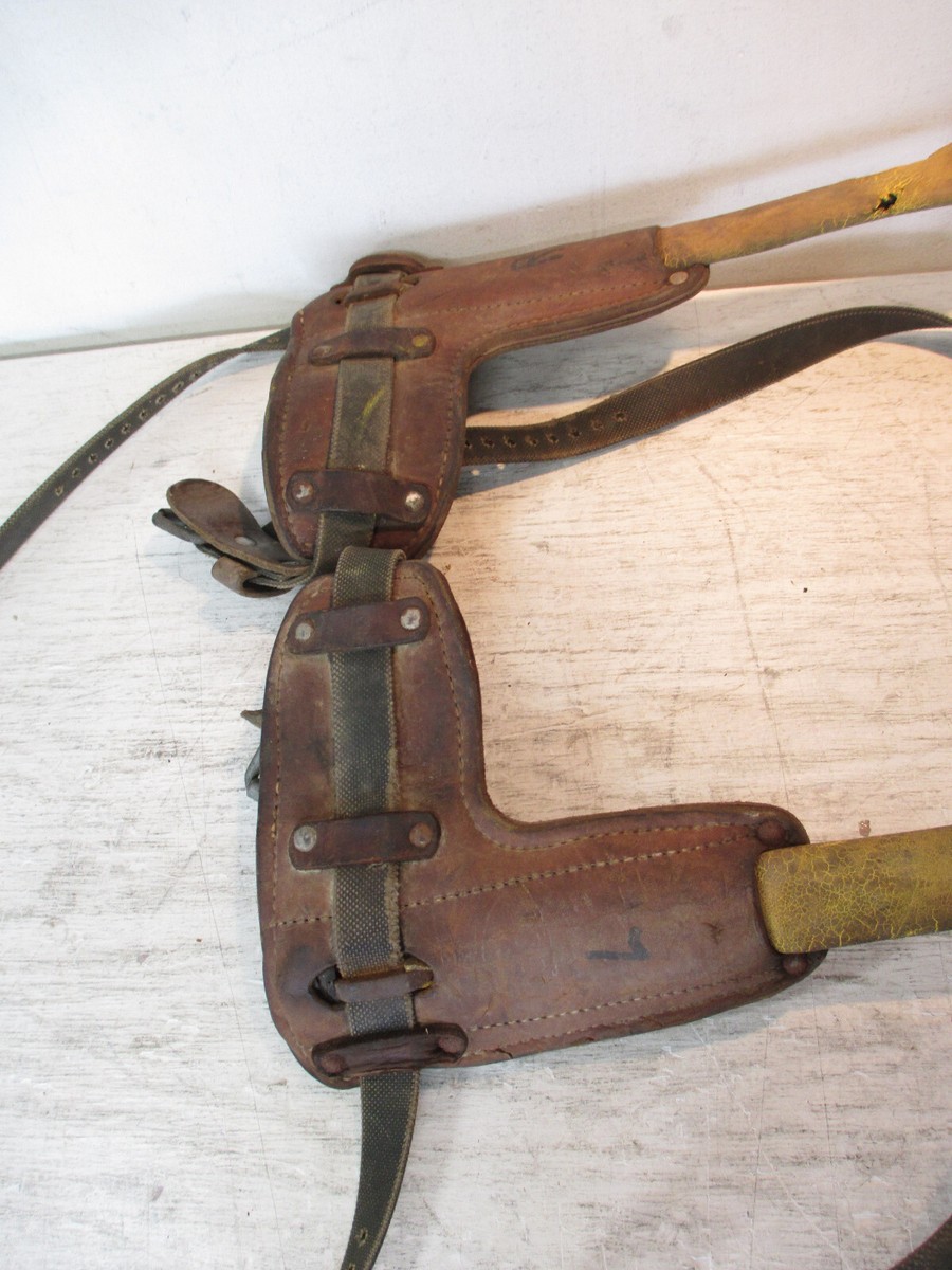 Vintage Pair Of Pole Tree Climbing Spikes Lineman Logger Leathers