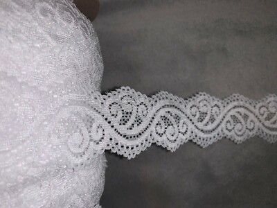 10 yards white trim lingerie scalloped sewing stretch lace 1.75'' wide