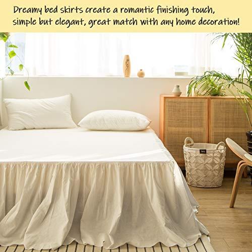 BISELINA French Linen Bed Skirt with Pleated Frills 22Inch Tailored