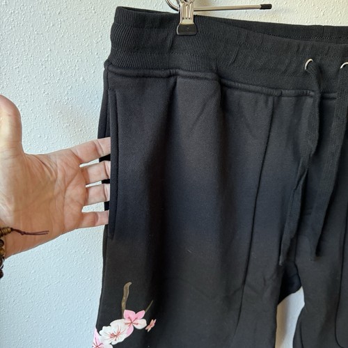 Womens Cotton Sweatpants 2X Plus Size Black With Pockets Ninja Flowers - Picture 6 of 12