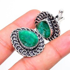 Green Emerald Gemstone Handmade Cufflinks Stnd.