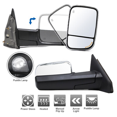 Tow Mirrors Fit 03-06 Dodge Ram 1500/03-08 3500 Power Heated Arrow Signal Chrome