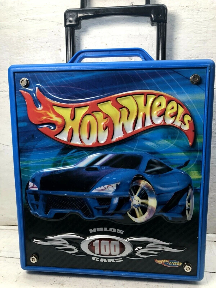 VTG Mattel Hot Wheels Rolling 3d Storage Case Holds 100 Cars Blue