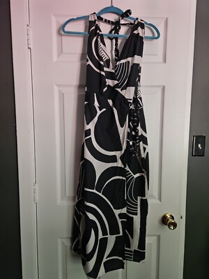 Zara Black and White Printed Wrap Backless Midi Dress Size Small | eBay