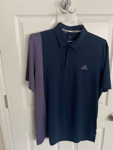 Men's Adidas Performance Polo Golf Shirt Dark Blue/Purple Large Short sleeves - Afbeelding 1 van 5