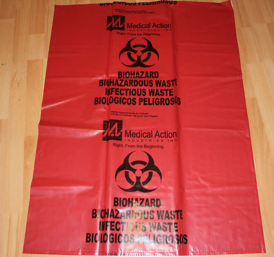100 Stck. US Army Biohazard Müllsäcke 74cm x 98cm Medical Action MASH EMS DRK
