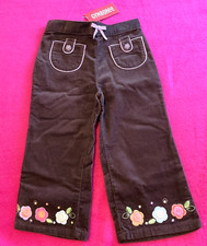 HTF Vintage NWT Gymboree 2006 SNOW BLOSSOM Brown Corduroy Pant w Flowers 2T