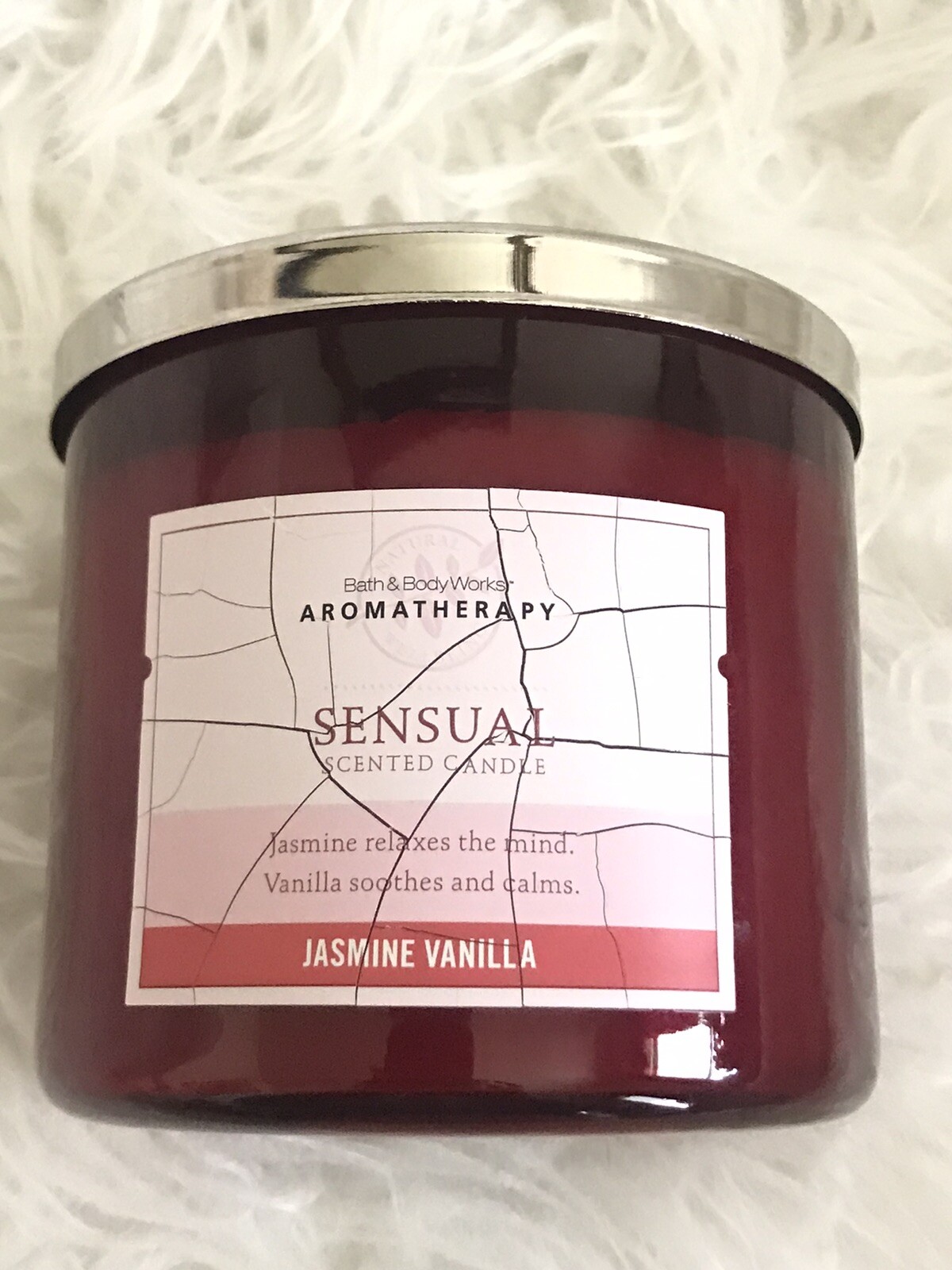 Bath & Body Works Aromatherapy Sensual JASMINE VANILLA Scented Candle
