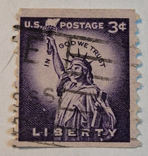 U.S. Postage ~ Statue of Liberty ~ Cancelled/Posted ~ 3¢ Purple Stamp - C40