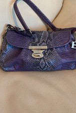Vintage Bulaggi Designer Bag Purple Faux Snake Leather  Handbag