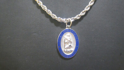 unisex sterling silver ST. CHRISTOPHER medal & chain   #29
