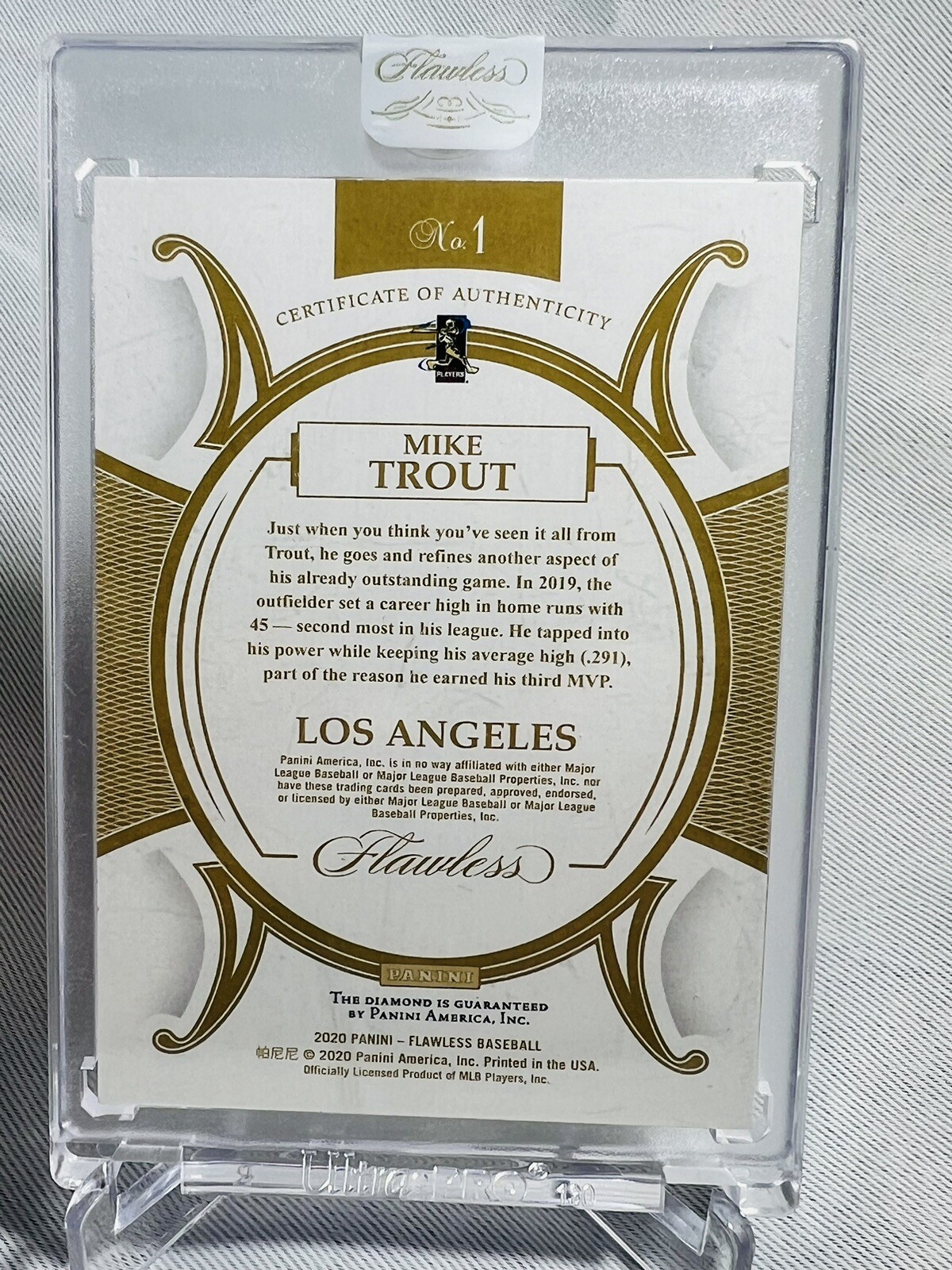 2020 FLAWLESS MIKE TROUT DIAMOND GOLD 01/10 ANGELS STICKER ON eBay