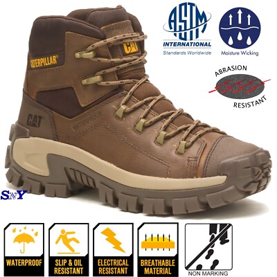 CAT Men's Waterproof Soft Toe EH Rated Lined Moisture Wicked Work Hiker Boots