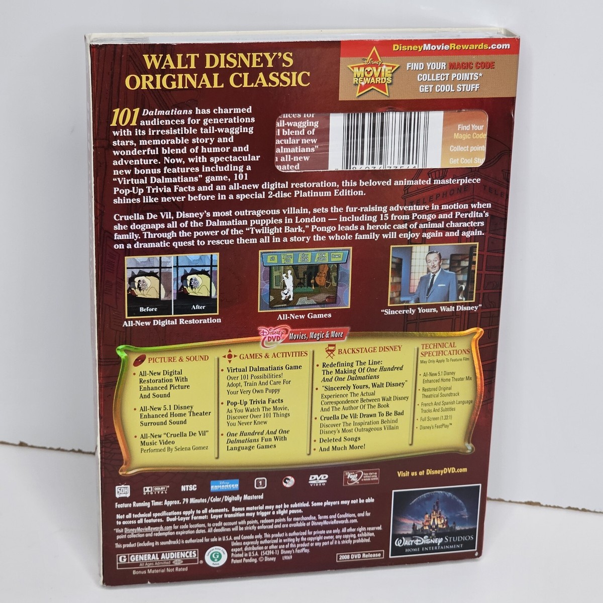 101 Dalmatians Two-Disc Platinum Edition (DVD, 2008) New w/Slip