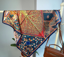 100 Silk Mulberry 65X65cm Neckerchief Scarf Squre Bandana rhombus Print wrap