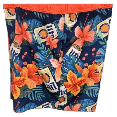 3X Navy and Orange The Lite Tropics Men's Swim Trunks
