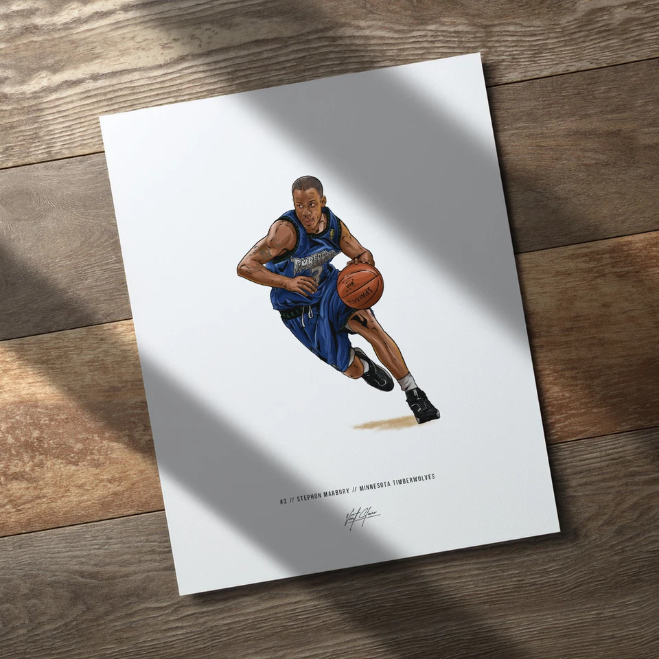 Póster Stephon Marbury Minnesota Timberwolves baloncesto impresión 8x10 Foto 3 de 4