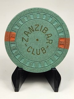 ZANZIBAR CASINO CHIP $5.00 LAS VEGAS NEVADA CR #22 RATED Q ($200 $249) 1954